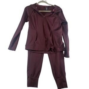 Spyder Active Womens Burgundy Full Zip Hoodie Jogger Track Suit Hoodie M Pants S